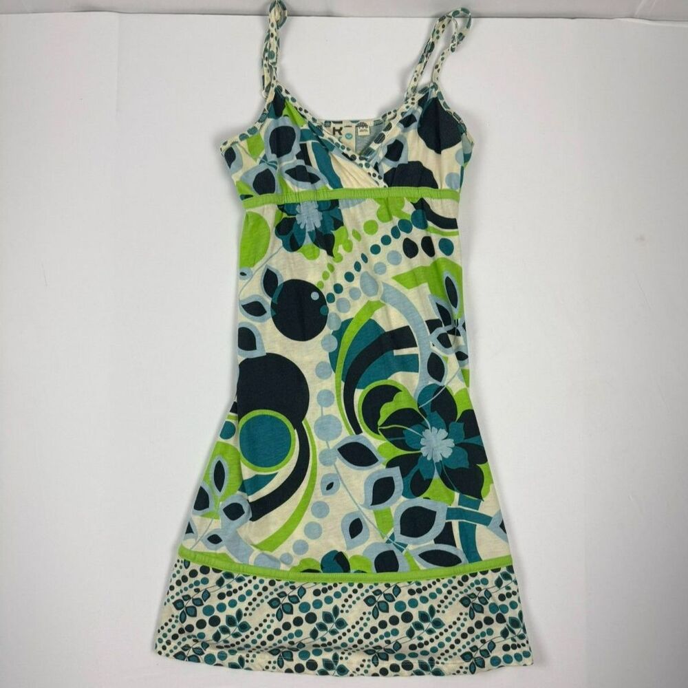 Roxy Y2K Blue & Green Abstract Floral Sundress - S
